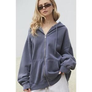 Brandy Melville John Galt Powder Blue Full Zip Up Hoodie